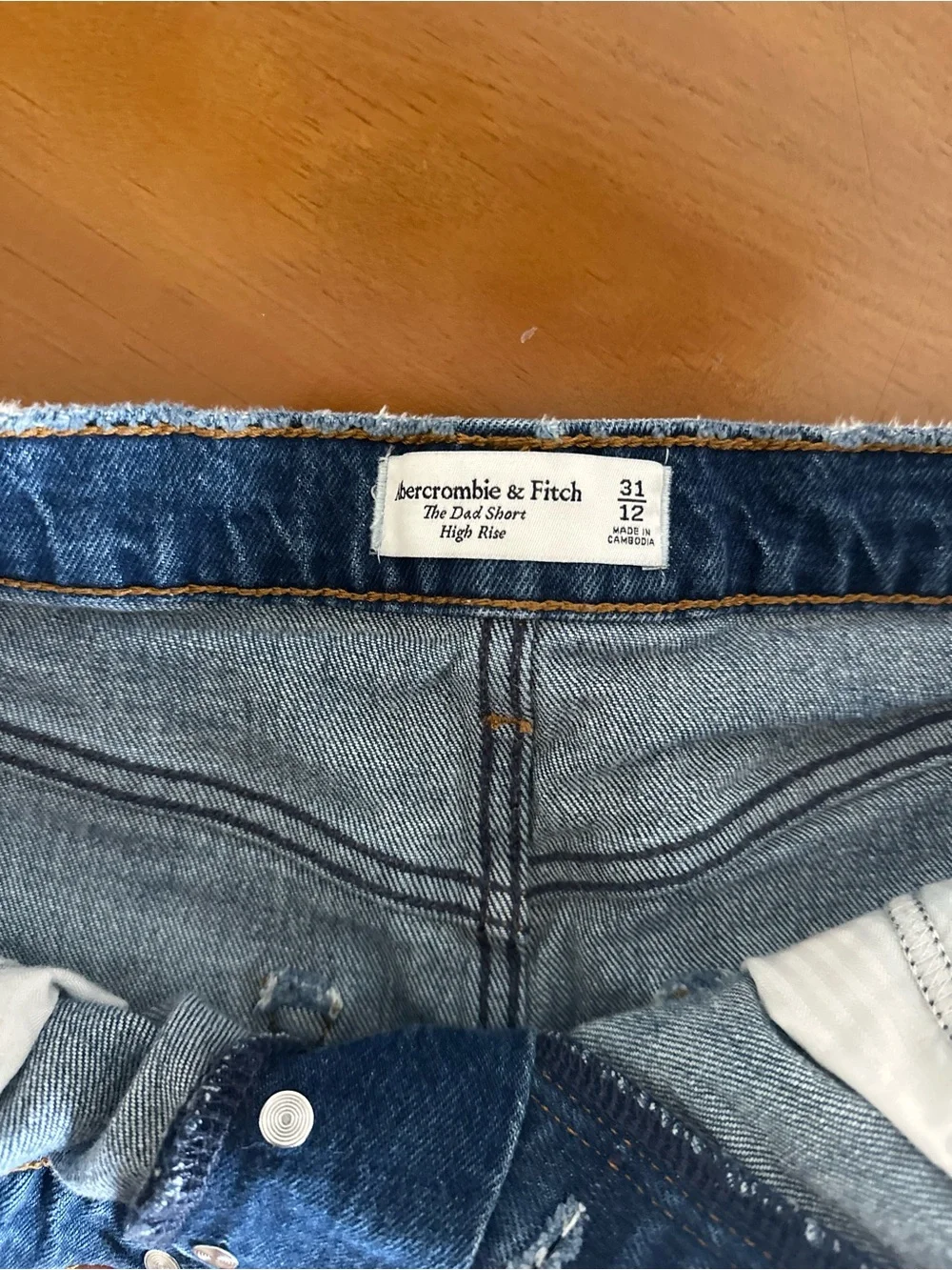 Abercrombie & Fitch Rolled Hem High-Rise Denim Shorts - Blue